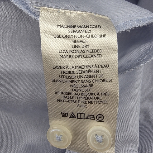 Maeve Anthropologie Pastel Blue Oversized Cotton Pocket Button Down Shirt Medium - Picture 10 of 14